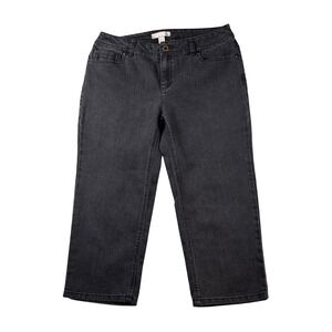 Chicos Jeans Womens 1 (US 8) Black Capri Straight Stretchy Basic Minimalist